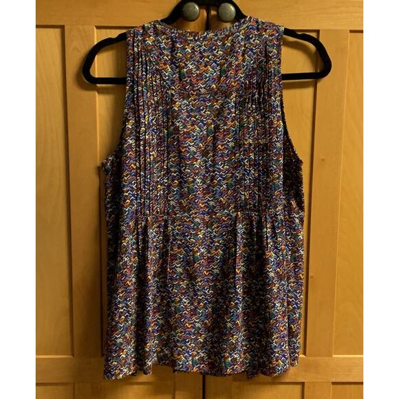 Anthropologie Maeve Shirt Small Sleeveless Abstract & Colorful Design w/ Buttons - Picture 7 of 8